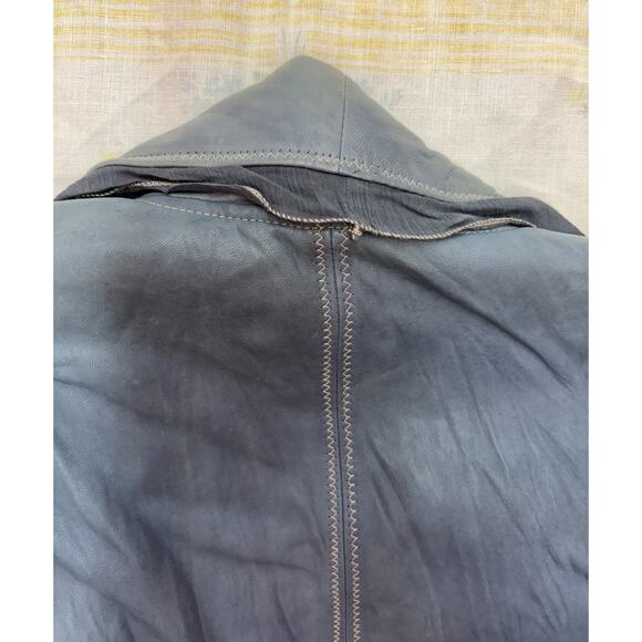 Alexander Julian American Modern Women’s Leather Jacket Belted Blue Size L - Picture 9 of 16
